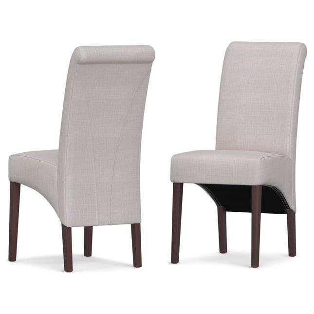 Set of Two Beige and Brown Wood Dining Parsons Chairs HomeRoots