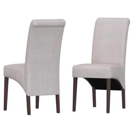 Set of Two Beige and Brown Wood Dining Parsons Chairs