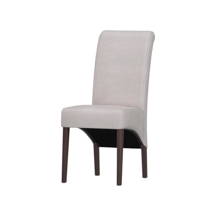 Set of Two Beige and Brown Wood Dining Parsons Chairs