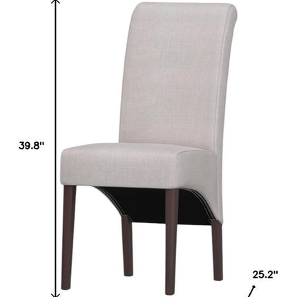 Set of Two Beige and Brown Wood Dining Parsons Chairs
