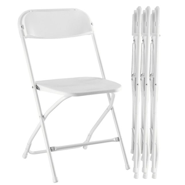Set of Four White Metal Outdoor Folding Stacking Dining Chairs HomeRoots