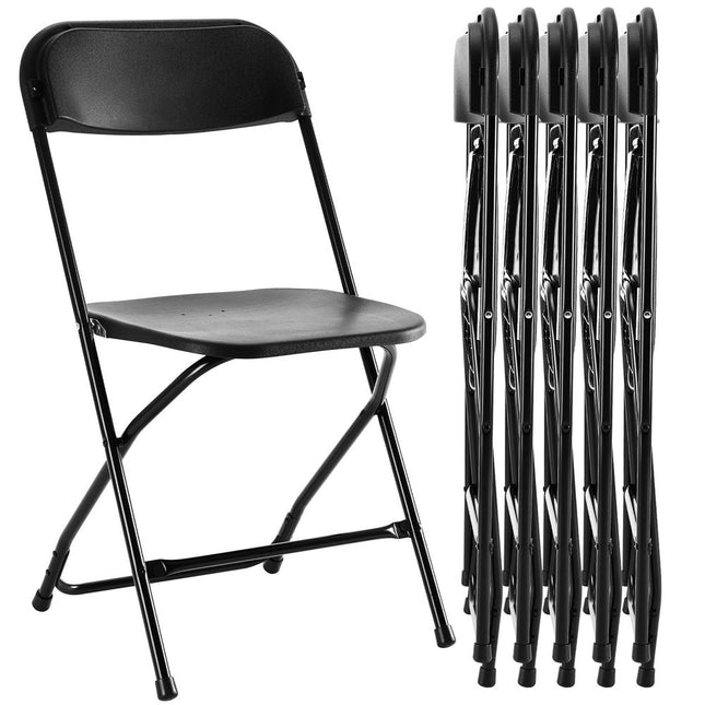 Set of Six Black Metal Outdoor Folding Stacking Dining Chairs HomeRoots