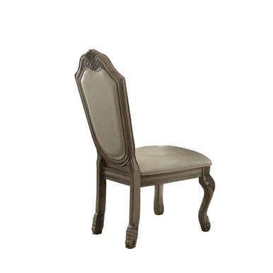 ACME 64067 Chateau de Ville Side Chair (Set-2), PU & Antique White ACME Furniture