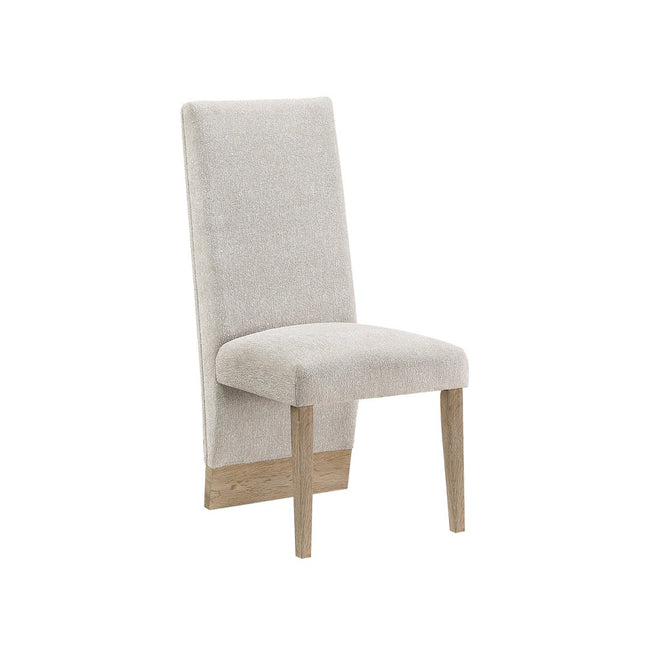 Set of Two Beige and Natural Upholstered Dining Side Chairs