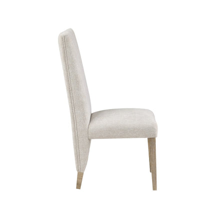 Set of Two Beige and Natural Upholstered Dining Side Chairs