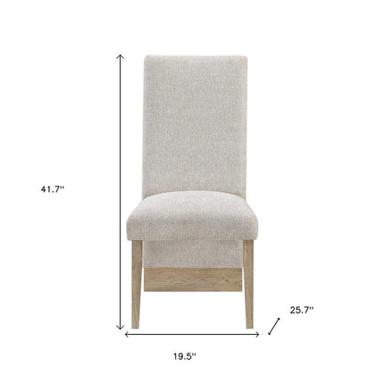 Set of Two Beige and Natural Upholstered Dining Side Chairs