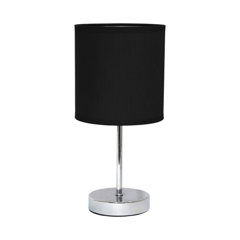 12" Black Metal Table Lamp LED With Black Drum Shade