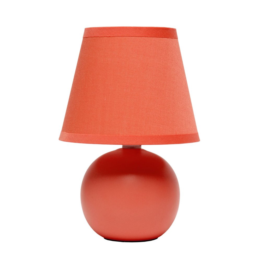 9" Orange Ceramic Round Table Lamp With Orange Drum Shade