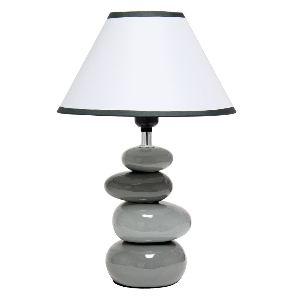 15" Light Gray And Dark Gray Ceramic Novelty Table Lamp With White Empire Shade