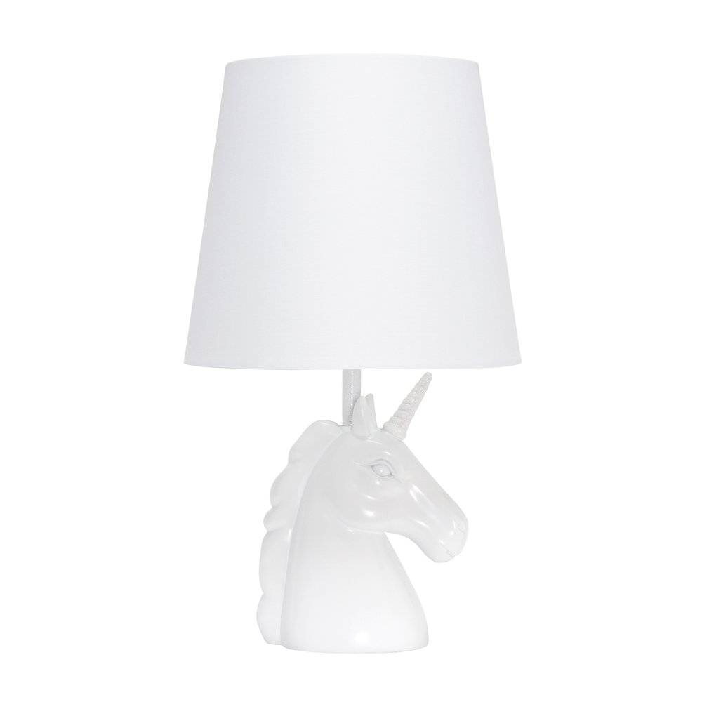 16" White Novelty Table Lamp With White Drum Shade