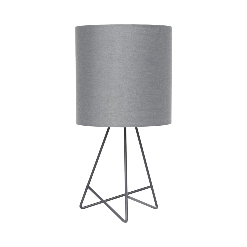 14" Gray Metal Tripod Table Lamp LED With Gray Drum Shade