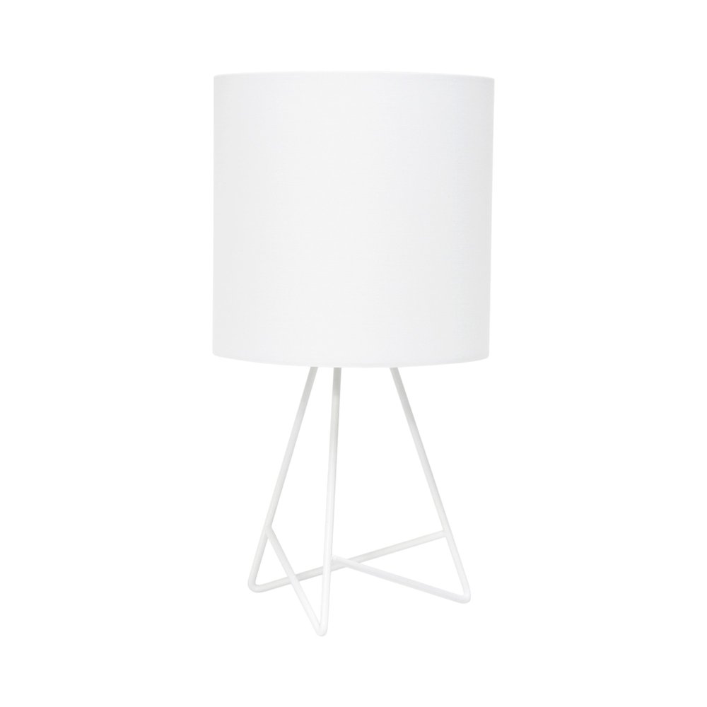 14" White Metal Tripod Table Lamp LED With White Drum Shade