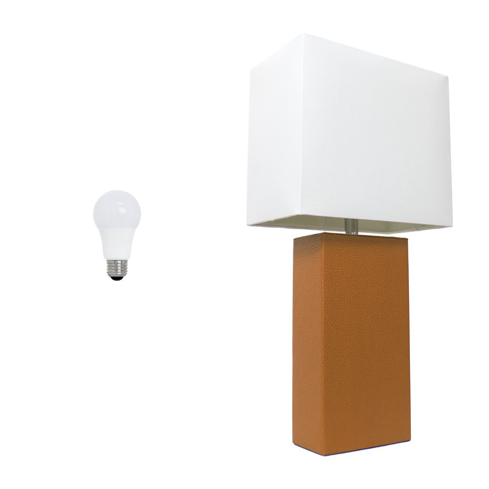 21" Tan Table Lamp LED With White Shade
