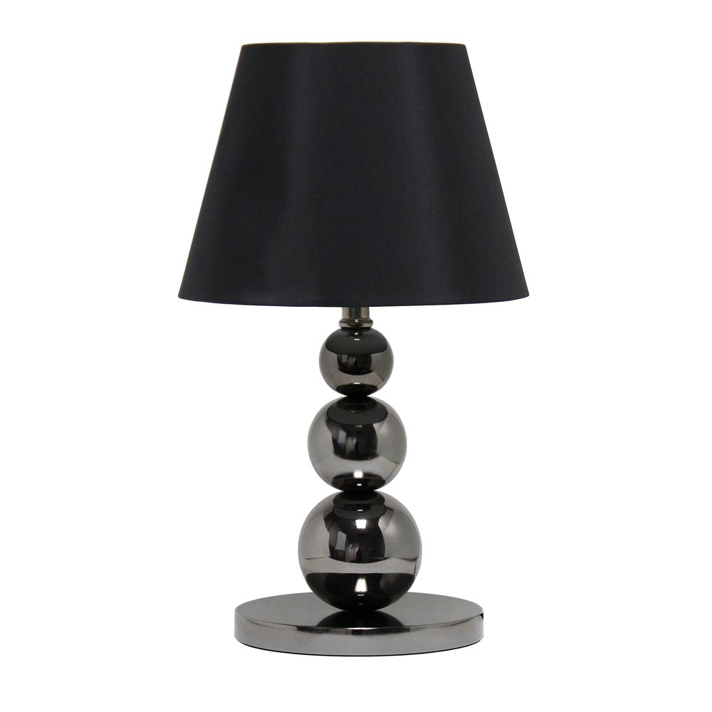 19" Black Metal Round Table Lamp With Black Drum Shade