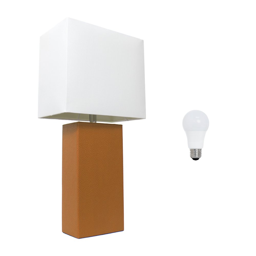 21" Tan Table Lamp LED With White Shade