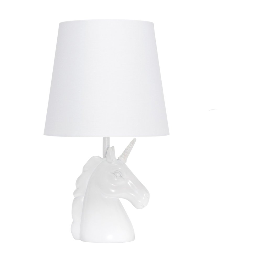 16" White Novelty Table Lamp LED With White Drum Shade