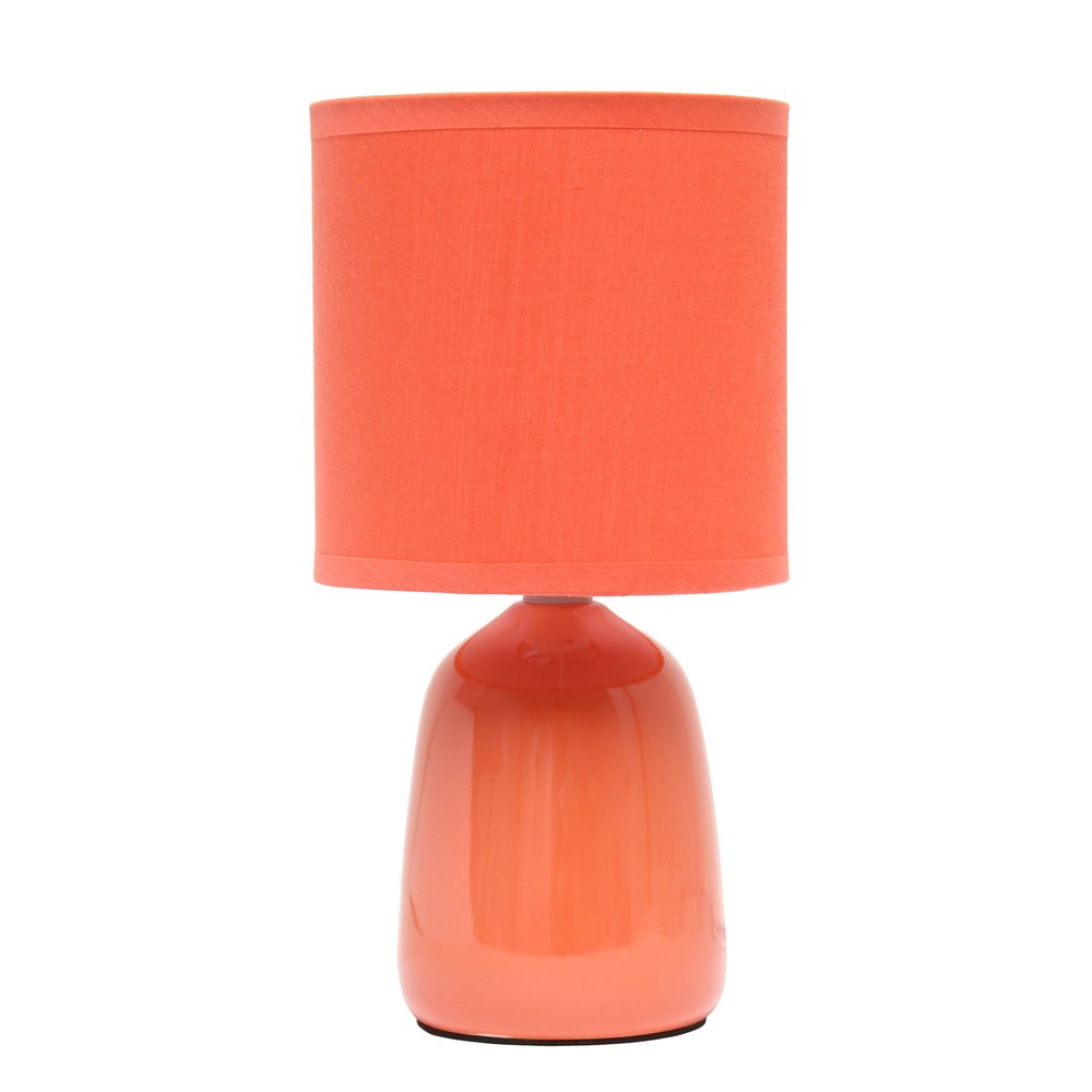 10" Orange Ceramic Round Table Lamp With Orange Drum Shade
