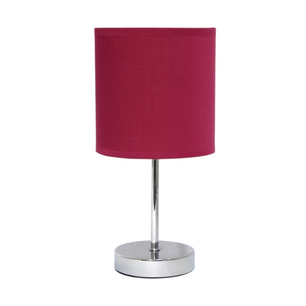 12" Silver Metal Table Lamp LED With Wine Drum Shade