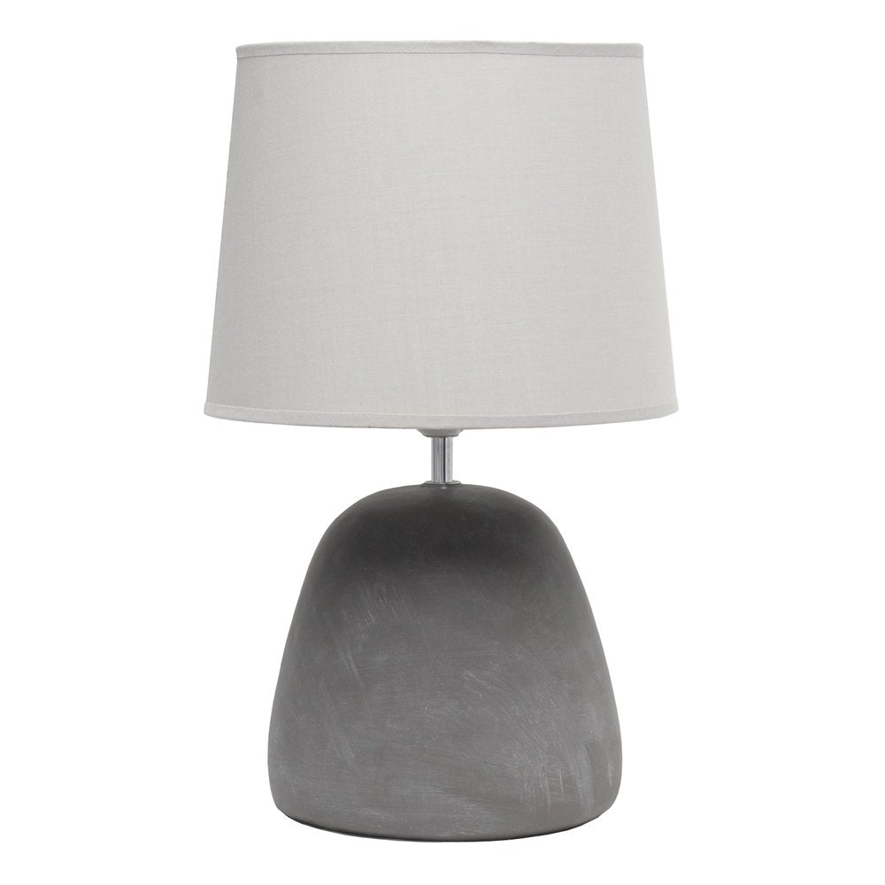 17" Dark Gray Concrete Round Table Lamp With Light Gray Drum Shade