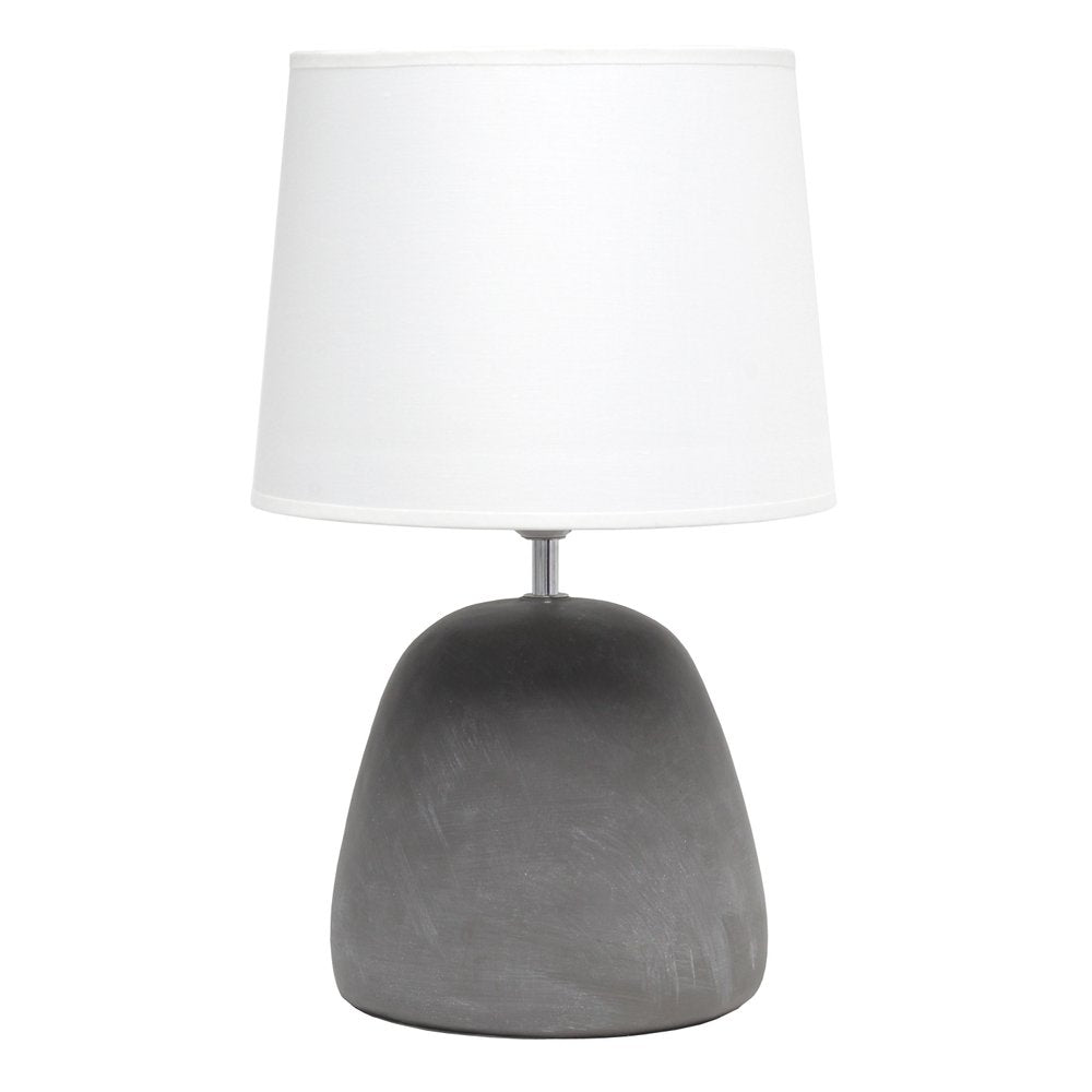 17" White Concrete Round Table Lamp With White Drum Shade