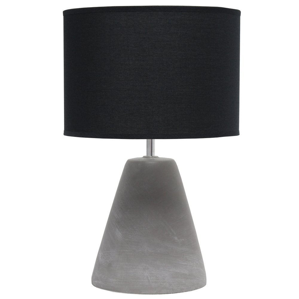 14" Gray Concrete Novelty Table Lamp With Black Drum Shade