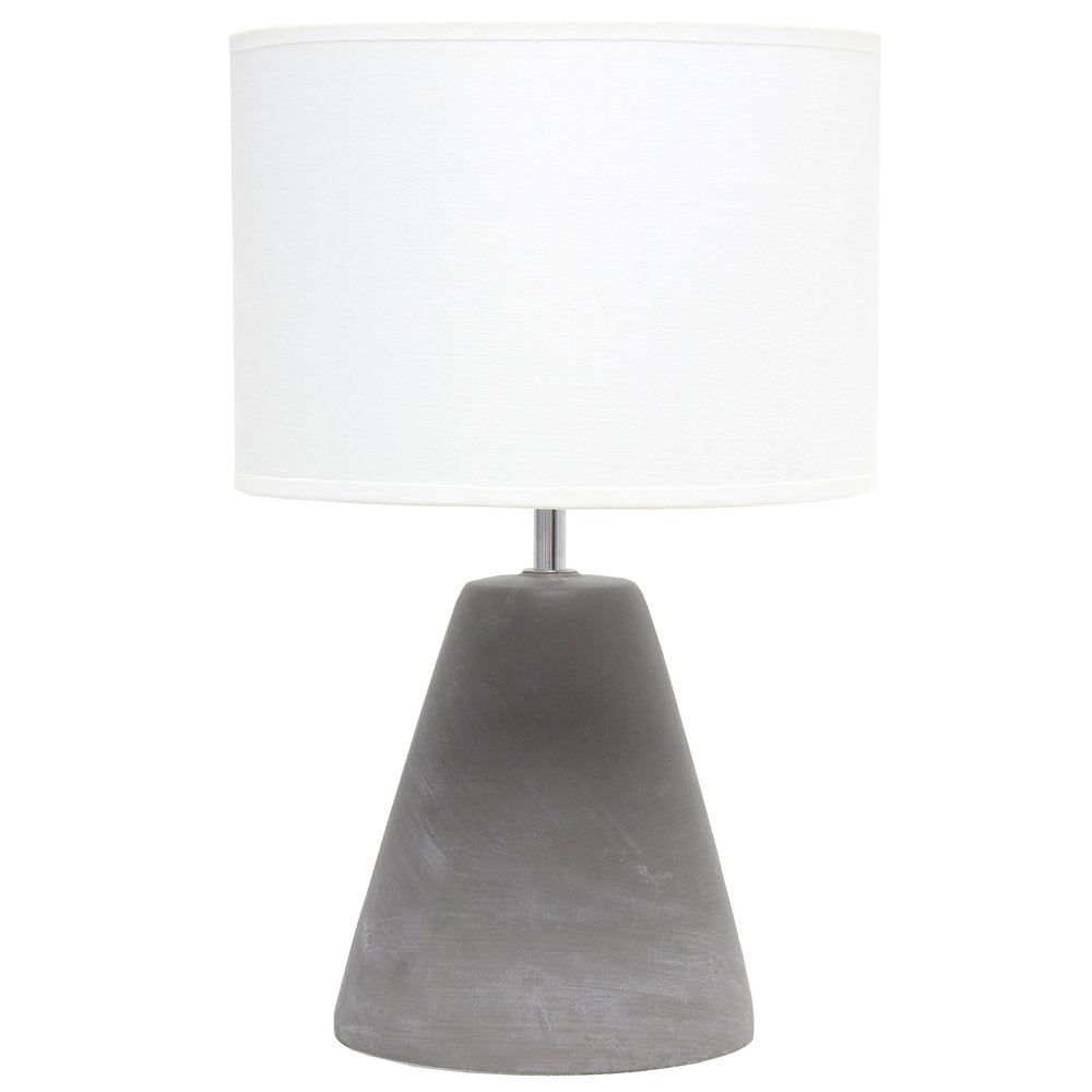 14" White Concrete Novelty Table Lamp With White Drum Shade