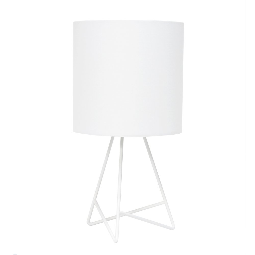 14" White Metal Tripod Table Lamp LED With White Drum Shade