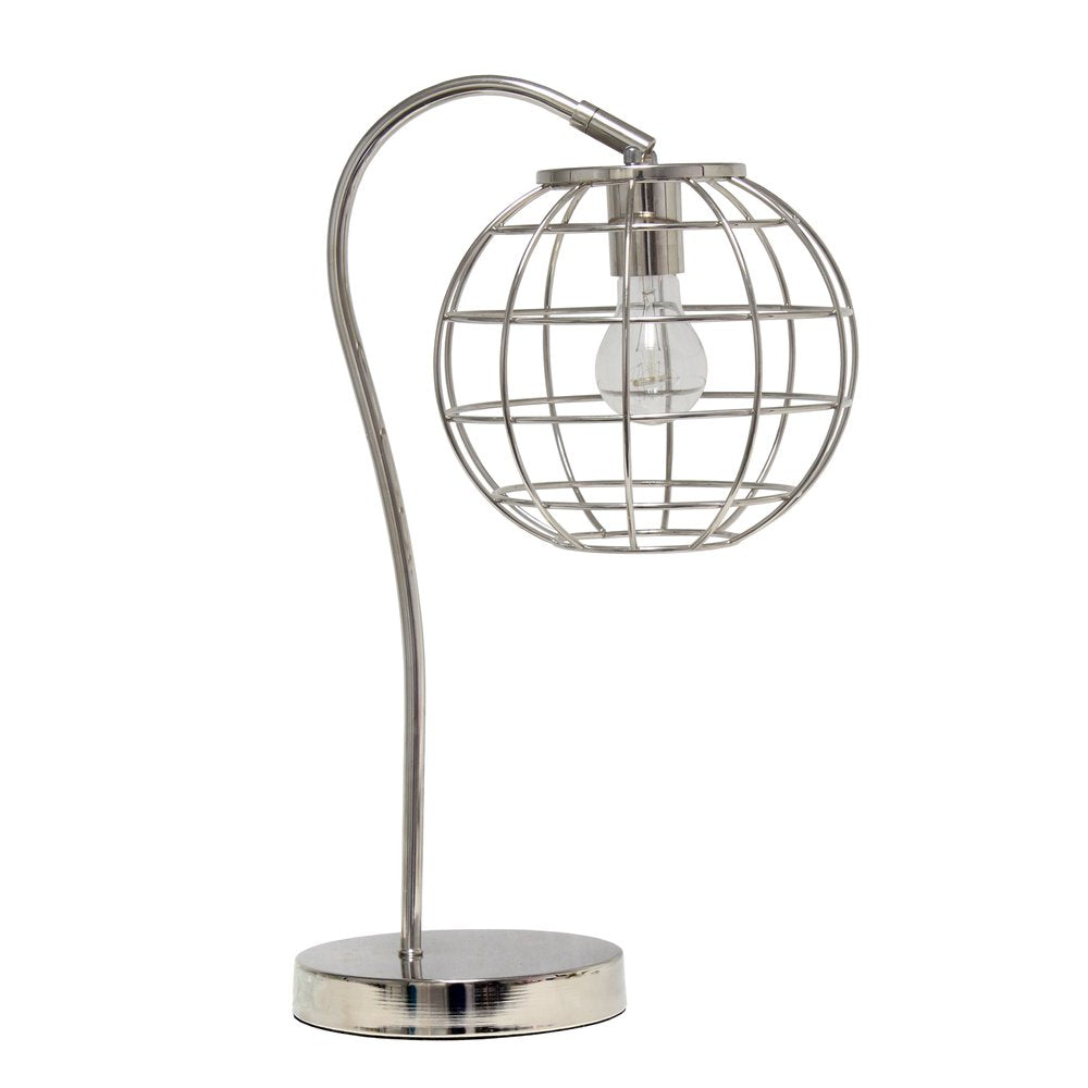 20" Silver Metal Novelty Table Lamp With Silver Globe Shade
