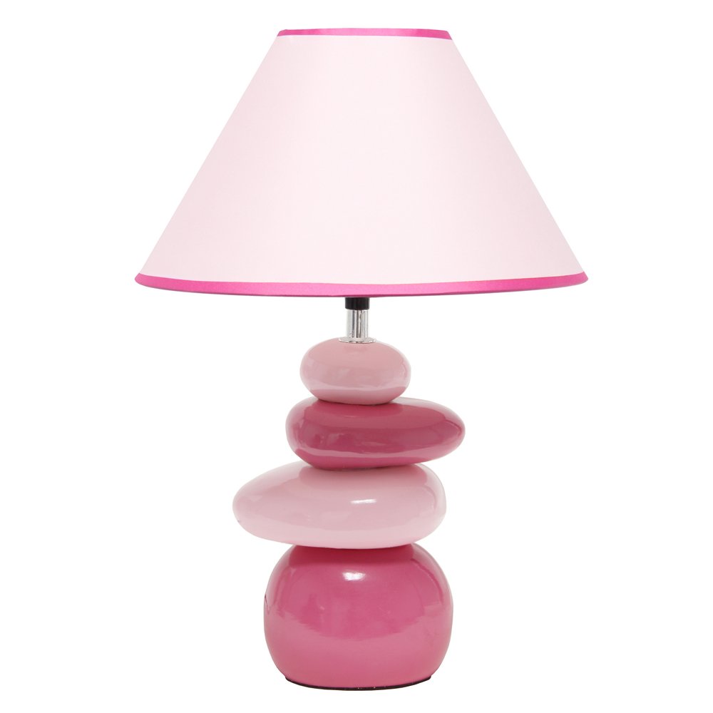 18" Dark Pink And Light Pink Ceramic Novelty Table Lamp LED With Dark Pink And Light Pink Empire Shade