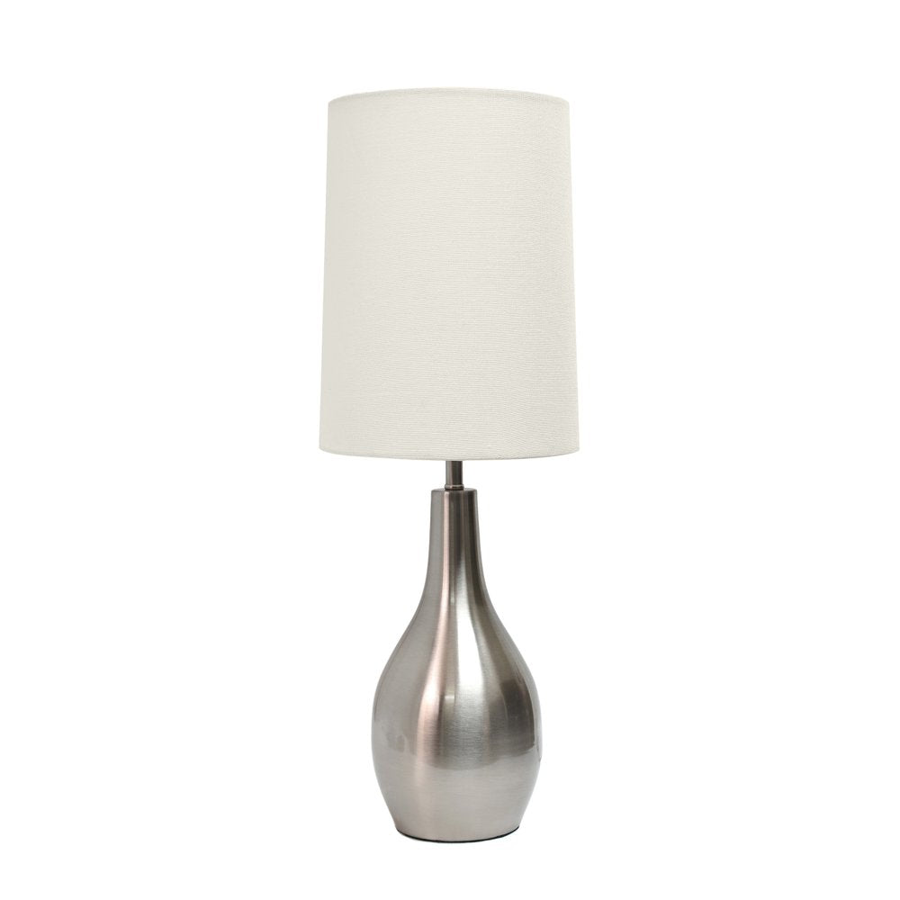 20" Nickel Metal Round Table Lamp With White Drum Shade