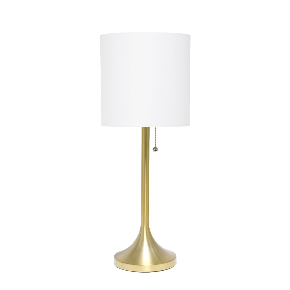 21" Gold Metal Table Lamp With White Drum Shade