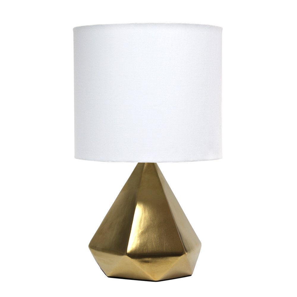 20" Gold Ceramic Novelty Table Lamp With White Drum Shade