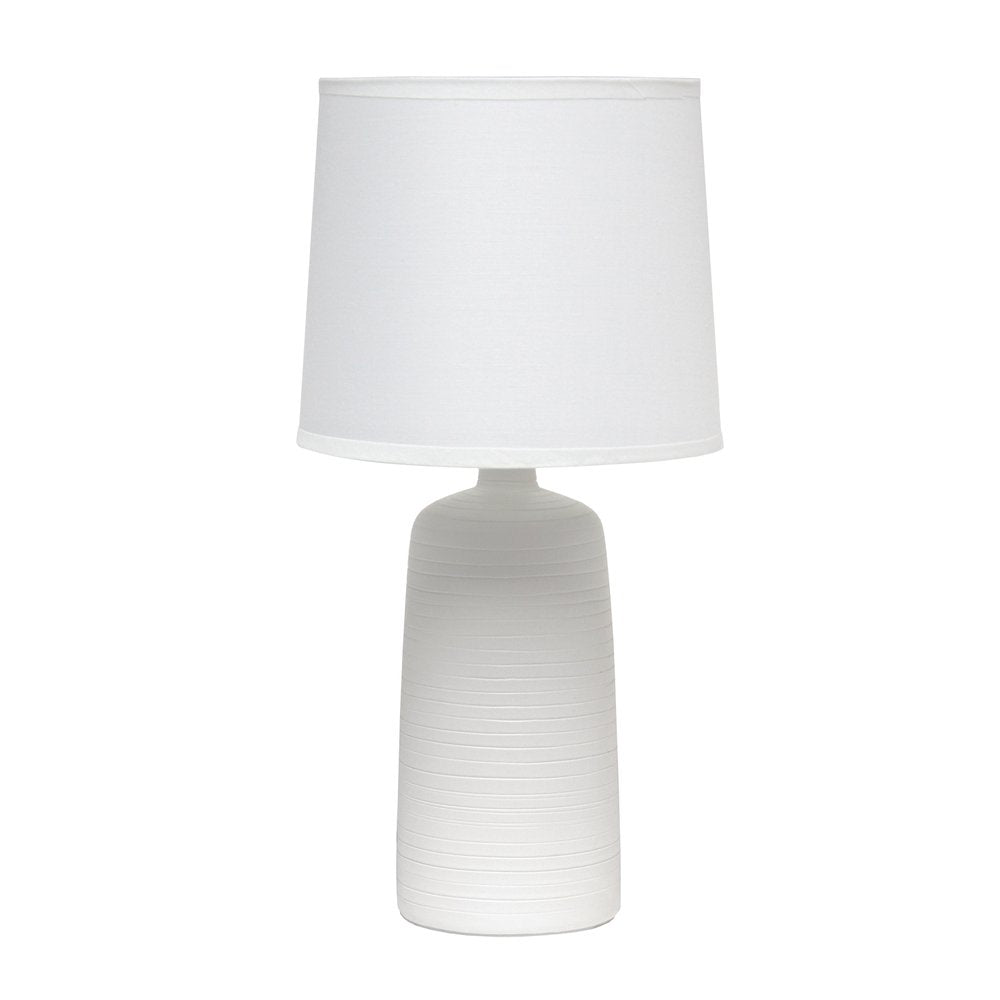 16" Off White Ceramic Novelty Table Lamp With White Drum Shade