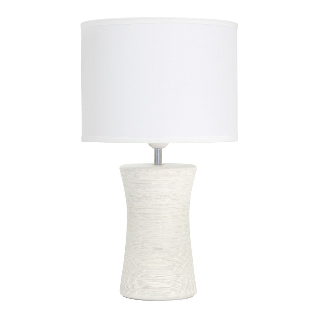17" Off White Ceramic Novelty Table Lamp With White Drum Shade
