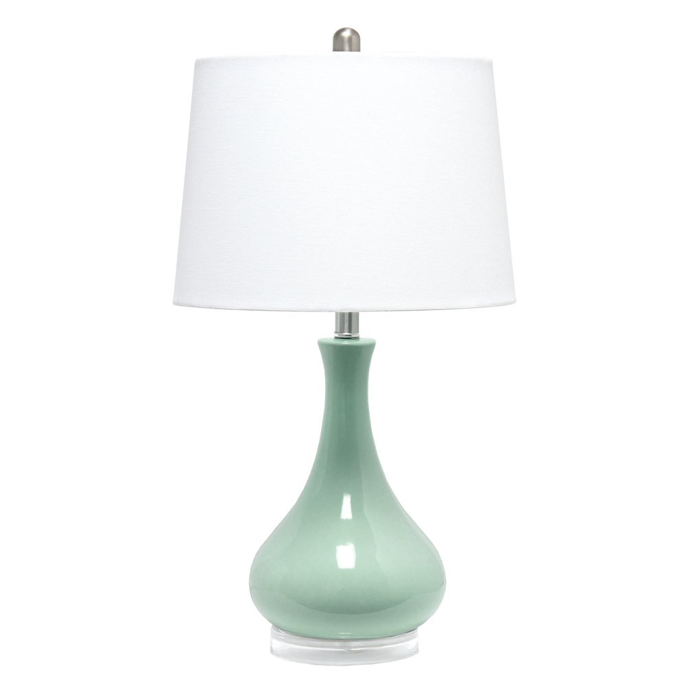 26" Aqua Ceramic Novelty Table Lamp With White Drum Shade
