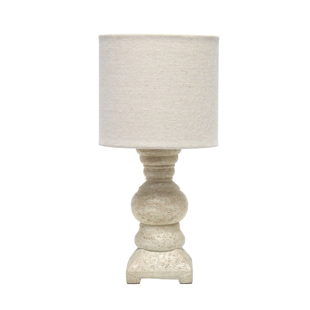 13" Distressed Beige Novelty Table Lamp With Beige Drum Shade