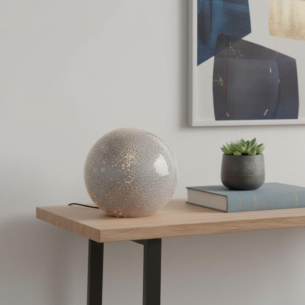 8" Gray Globe Table Lamp
