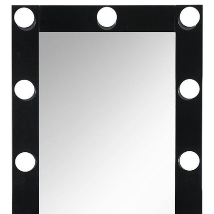 74" Black Wood Lighted Freestanding Framed Full Length Mirror HomeRoots