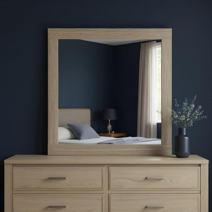 35" Natural Wood Square Frame Mounted Dresser Mirror HomeRoots