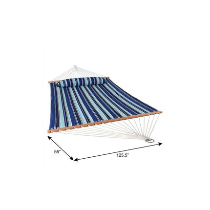 Light Blue And Dark Blue Striped Double Hammock HomeRoots