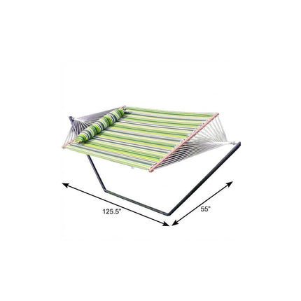 Green And Yellow Striped Double Hammock HomeRoots