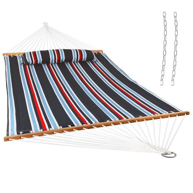 Blue Red And White Striped Double Hammock