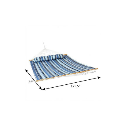 Light Blue And Dark Blue Striped Double Hammock HomeRoots