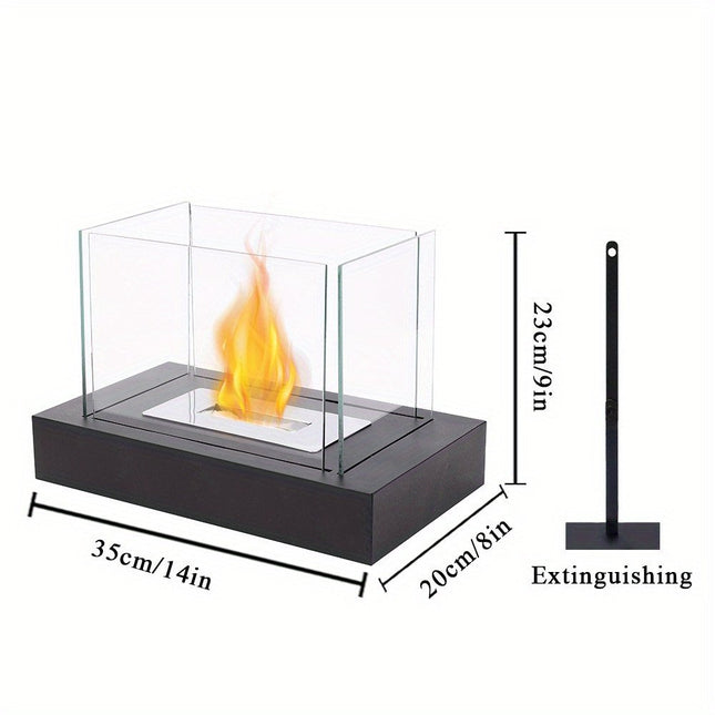 14" Black Metal Free Standing BioEthanol Fireplace HomeRoots