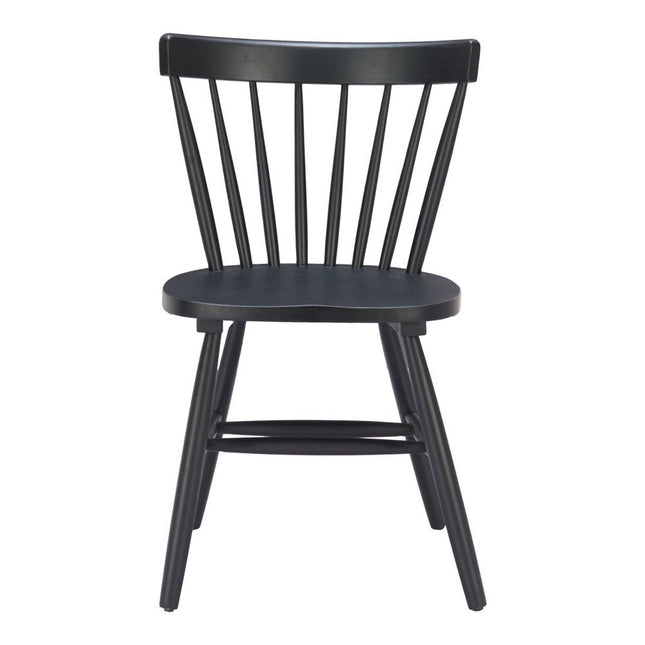 Set of Two Black Solid Wood Slat Back Dining Side Chairs HomeRoots