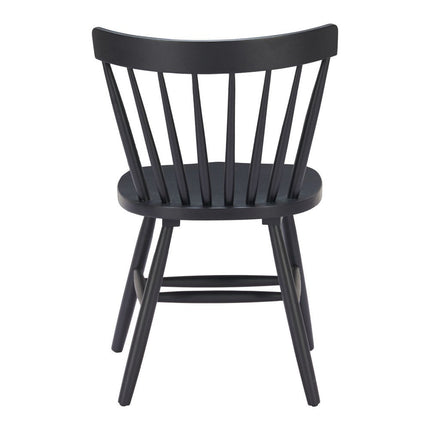 Set of Two Black Solid Wood Slat Back Dining Side Chairs