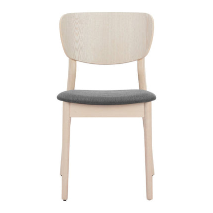 Set of Two Gray and Natural Upholstered Open Back Dining Side Chairs