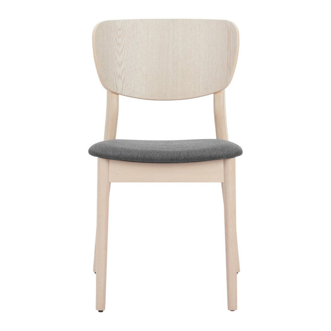 Set of Two Gray and Natural Upholstered Open Back Dining Side Chairs HomeRoots