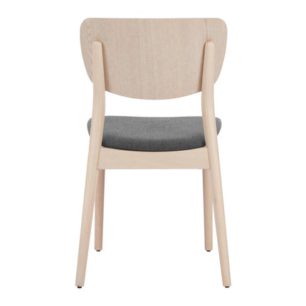 Set of Two Gray and Natural Upholstered Open Back Dining Side Chairs