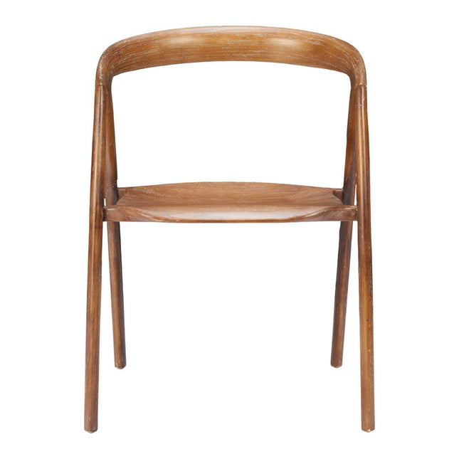 Set of Two Walnut and Brown Solid Wood Open Back Dining Arm Chairs HomeRoots